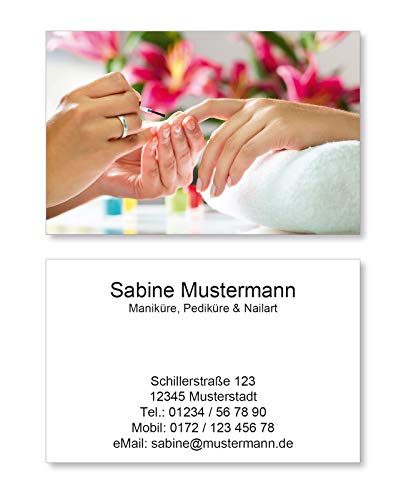 250 Visitenkarten für Nailart Nageldesign Nagelstudio - 350g Bilderdruck matt von EUROPRINT24