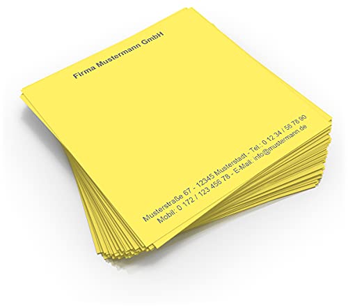 500 Notizzettel personalisiert in praktischer Zettelbox mit Stiftehalter 10 x 10 cm (gelb) von EUROPRINT24