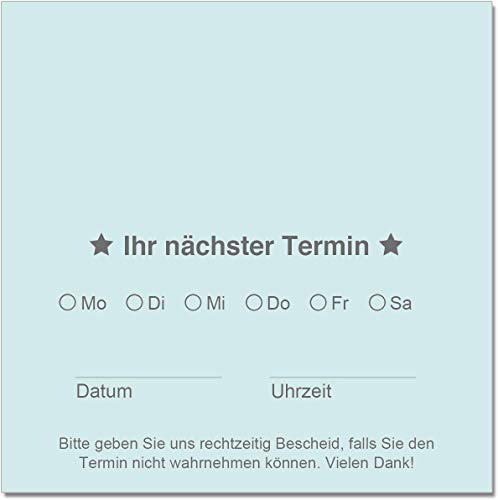 500 Terminzettel inkl. Zettelbox mit Stiftehalter 10 x 10 cm - nächster Termin Terminkarten Terminblock (hellblau) von EUROPRINT24