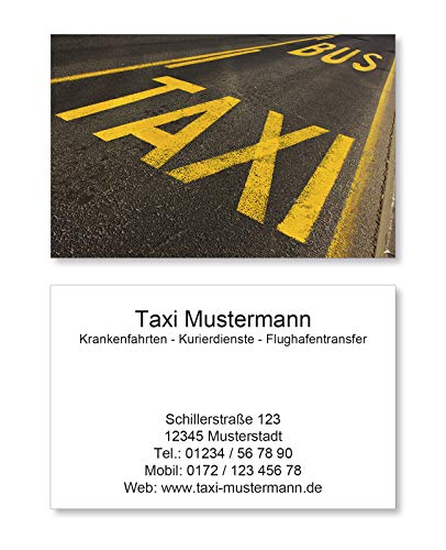 Taxi Visitenkarten - 85x55mm - 350g Bilderdruck matt - Kurier Transport Business (500 Stück) von EUROPRINT24