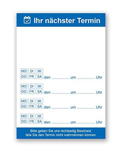 Terminblock, 20 Stück á 50 Blatt pro Block, blaue Terminblöcke, 74x105 mm, Terminzettel, Terminkarten, Notiz von EUROPRINT24