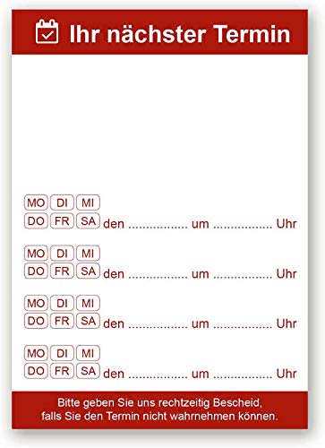 Terminblock, 20 Stück á 50 Blatt pro Block, rote Terminblöcke, 74x105 mm, Terminzettel, Terminkarten, Notiz von EUROPRINT24