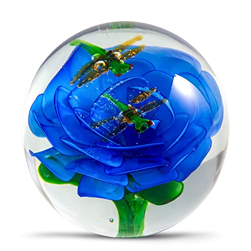 Glasblumen-Briefbeschwerer-Figur Für Den Schreibtisch. Geben Sie Ihnen Ein Geschenk Von Der Person, Die Sie Lieben, Der Gartendekoration. (Blau) von EUSTUMA