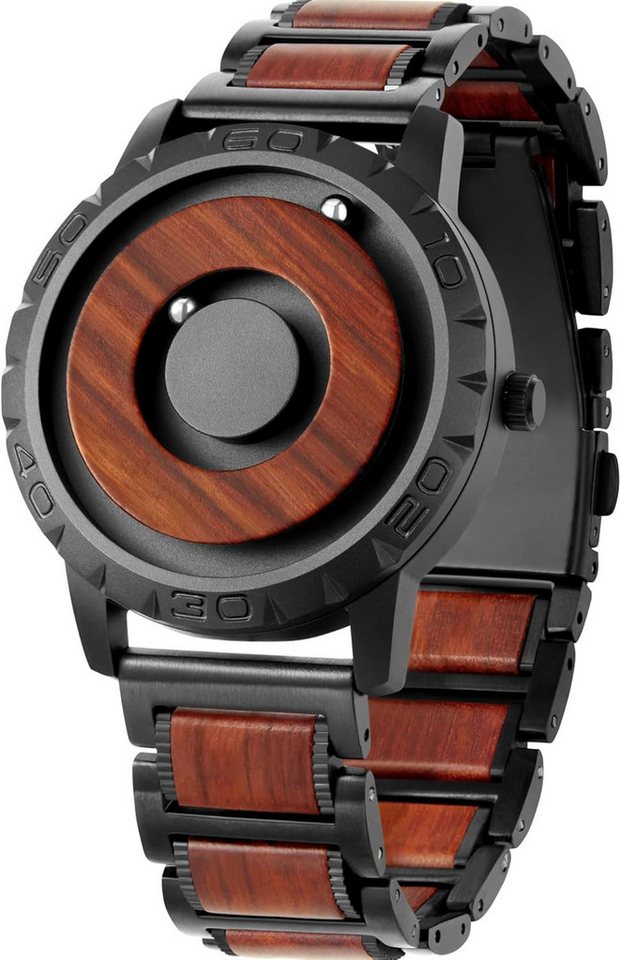 EUTOUR Fur Herren Magnet Kugellager Quarz mit Edelstahl Armband 40mm Dial Watch,  Futuristische mit schwebenden Kugeln & Quarz-Präzision ⏳ von EUTOUR