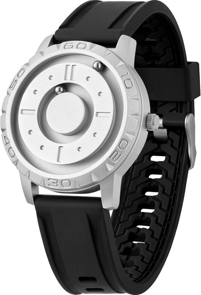 EUTOUR Fur Herren Magnet Kugellager Quarz mit Edelstahl Armband 40mm Dial Watch,  Futuristische mit schwebenden Kugeln & Quarz-Präzision ⏳ von EUTOUR