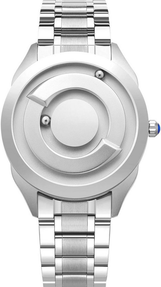 EUTOUR Fur Herren mit Edelstahl Armband-40mm Watch, Futuristische mit schwebenden Kugeln & Quarz-Präzision von EUTOUR