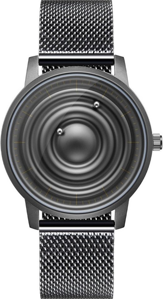 EUTOUR für Herren mit Edelstahl Mesh Armband 40mm Watch,  Futuristische mit schwebenden Kugeln & Quarz-Präzision ⌚ von EUTOUR