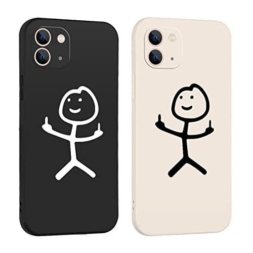 EUUOG 2er-Pack Handyhülle für iPhone 11, weiches Silikon, All-Inclusive, sturzfeste Paarabdeckung, Graffiti-Figur (schwarz, weiß) von EUUOG