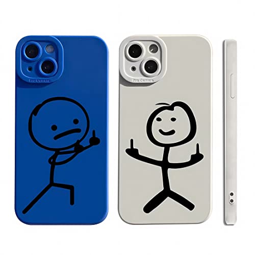 EUUOG 2er-Pack Hüllen für iPhone 13 Hülle, weiches Silikon, stoßfest, weiche Hülle, lustiges Muster (Blau und weiß) von EUUOG