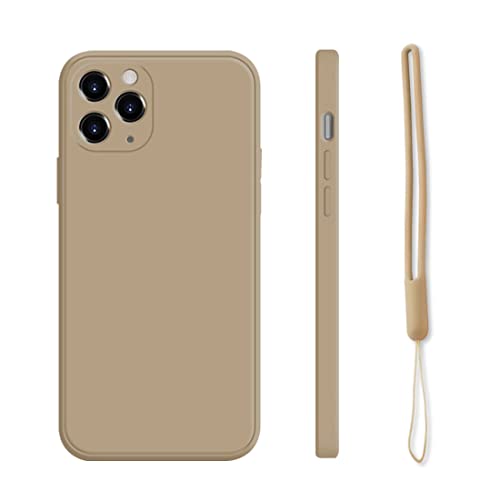EUUOG Für iPhone 12 Pro Hülle, ultradünne, schlanke Mikrofaser, kratzfeste, rundum schützende Silikonhülle mit Telefon-Lanyard (Khaki) von EUUOG