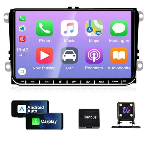 9" Carplay Android 12 Autoradio GPS Navi AHD Kamera 2+32G Kompatibel für VW Touran Golf 5 6 Polo EOS (9 -inch) von EUWLY