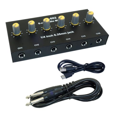 Professioneller Sound-Mixer für Mikrofone und Instrumente mit 6 Kanälen und Doppelausgangsschnittstellen, erweiterten Hubs Professioneller Sound-Mixer für Mikrofone und Instrumente mit 6 Kanälen und Doppelausgangsschnittstellen, erweiterten Hubs von EUYueli