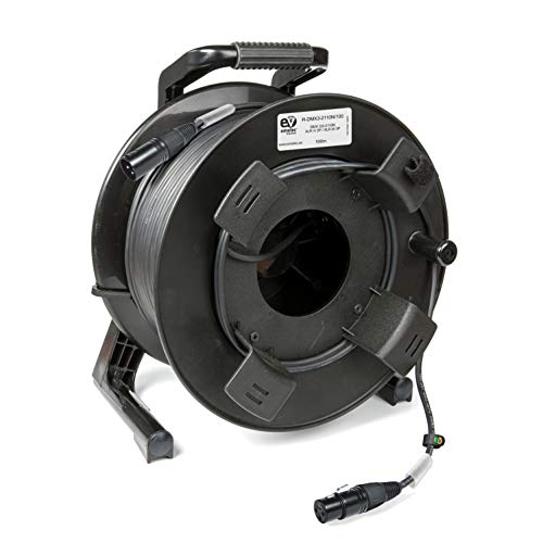Emelec ViasCom R-DMX3-2110N / 100-100 m Balanced Digital DMX Kabel 110Ω OFC 2x0,22mm² montiert auf Kabelhalter mit XLR 3-polig - Farbe Schwarz - PVC sehr flexibel von Emelec VíasCom