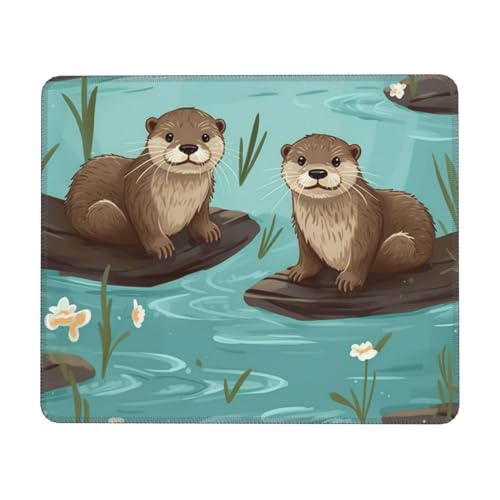 Mauspad mit rutschfester Gummiunterseite, Otter-Mauspad für Büro, Spiel, Mauspads, Computer-Mauspad für kabellose Maus, personalisierte Desktop-Schutzmatten, Schreibtischunterlage, 17,8 x 21,8 cm von EVANEM