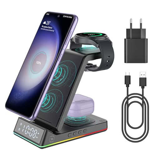 Indukcyjna stacja ładująca 3 w 1 do Samsunga, bezprzewodowa ładowarka, kompatybilna z Samsung S24 S23 S22 Ultra S21 S20 Galaxy Buds+ Pro, bezprzewodowa ładowarka do zegarka Galaxy Watch 5/5 von EVARY