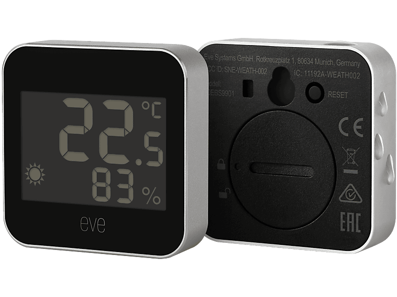 EVE 10EBS9951 Eve Weather (MATTER) Smarte Wetterstation, Schwarz von EVE