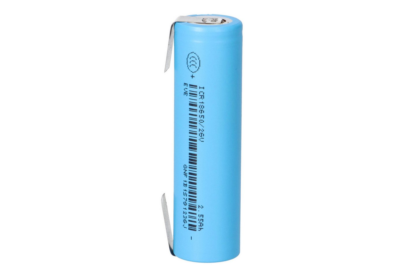 EVE EVE ICR18650-26V 2550mAh 3,6V Li-Ion Entladestrom 7.65A U-Lötfahne Akku von EVE