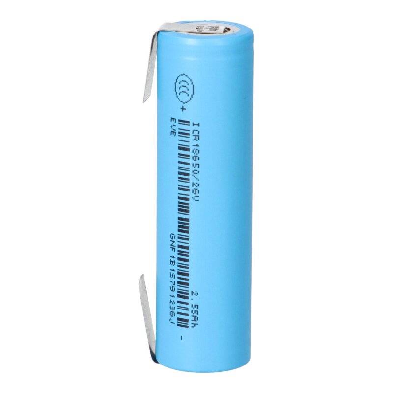 EVE ICR18650-26V 2550mAh 3,6V Li-Ion Entladestrom 7.65A U-Lötfahne von EVE