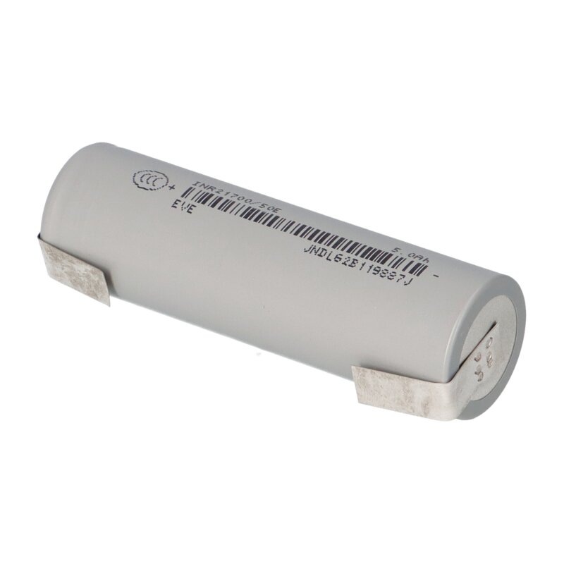 EVE Li-ion Akku INR21700-50E 3,6V 5000mAh - 15A U-Lötfahne EVE Li-ion Akku INR21700-50E 3,6V 5000mAh - 15A U-Lötfahne von EVE
