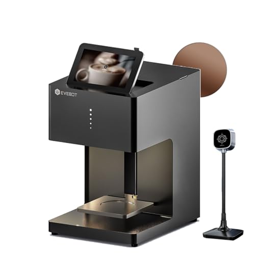 EVEBOT Latte Art Kaffeedrucker, Benutzerdefiniertes Muster, 5-15s WLAN-Fotodruck, Für Geschäft, Bars, Cafés, Firmenbüros, 600 DPI Monochromdruck (Schwarzes, Kameraset) von EVEBOT