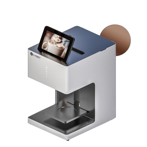 EVEBOT Latte Art Kaffeedrucker, Benutzerdefiniertes Muster, 5-15s WLAN-Fotodruck, Für Geschäft, Bars, Cafés, Firmenbüros, 600 DPI Monochromdruck (Weiß, nur Maschinen) von EVEBOT