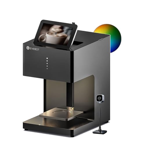 EVEBOT Latte Art Kaffeedrucker, Benutzerdefiniertes Muster, WLAN-Fotodruck, Für Geschäft, Bars, Cafés, Firmenbüros, 600 DPI Farbdruck (Schwarzes, Kameraset) von EVEBOT