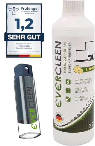 EVERCLEEN 2 GO Made in Germany Screen Cleaner Pro Bildschirmreiniger + Refill 500ml. Umweltschonender Veganer Reiniger. TV, PC, Laptop, Tablet, Displays, Brillen & Smartphone… EVERCLEEN 2 GO Made in Germany Screen Cleaner Pro Bildschirmreiniger + Refill 500ml. Umweltschonender Veganer Reiniger. TV, PC, Laptop, Tablet, Displays, Brillen & Smartphone… von EVERCLEEN