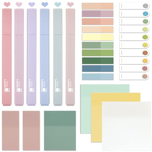 700 Transparente Haftnotizen with 6 Textmarker, Durchsichtige Transparent Sticky Notes, Pastell Highlighter Pen set No Bleed Dry Fast for Bibel Marker Notizzettel Book Annotating Tabs 700 Transparente Haftnotizen with 6 Textmarker, Durchsichtige Transparent Sticky Notes, Pastell Highlighter Pen set No Bleed Dry Fast for Bibel Marker Notizzettel Book Annotating Tabs von EVERTHJ