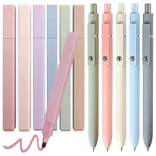 EVERTHJ Textmarker Pastell Set with Aesthetic gelstifte, No Bleed Dry Fast Highlighter Marker Pens and Schulsachen Aesthetic Stifte 0.5 Fine Point Schwarz for Bible School Supplies Office von EVERTHJ
