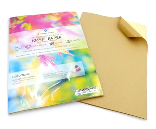 EVG 100 Blatt A4 mattes selbstklebendes Kraftpapier Adressetiketten zum Drucken und Basteln, mattes Finish, rustikale bedruckbare Etiketten für Inkjet- und Laserdrucker, A4-Format 210mm x 297mm EVG 100 Blatt A4 mattes selbstklebendes Kraftpapier Adressetiketten zum Drucken und Basteln, mattes Finish, rustikale bedruckbare Etiketten für Inkjet- und Laserdrucker, A4-Format 210mm x 297mm von EVG