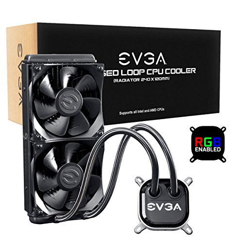 EVGA CLC 240mm All-In-One RGB LED CPU Liquid Cooler, 2x FX12 120-mm-PWM-Lüfter, Intel, AMD, 5 Jahre Garantie, 400-HY-CL24-V1 von eVGA