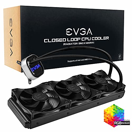 EVGA CLC 360mm All-In-One RGB LED CPU Liquid Cooler, 3x FX12 120-mm-PWM-Lüfter, Intel, AMD, 5 Jahre Garantie, 400-HY-CL36-V1 von EVGA