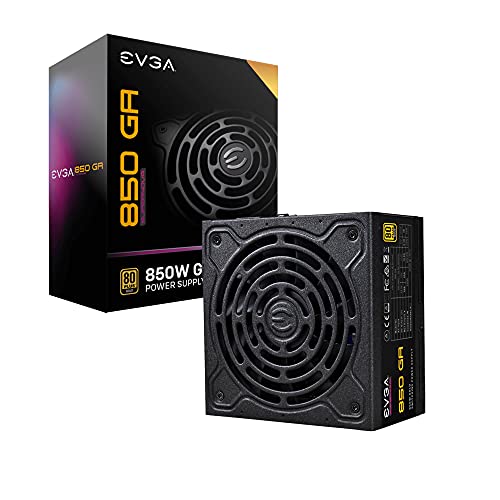 EVGA SuperNOVA 850 GA, 80 Plus Gold 850W, Vollständig Modular, Eco Mode, 10 Jahre Garantie, Beinhaltet Power ON Self Tester, Kompakte 150 mm Größe, Netzteil 220-GA-0850-X2 von EVGA