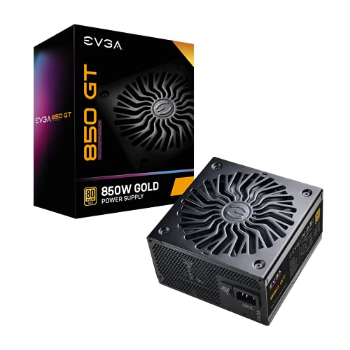 EVGA SuperNOVA 850 GT Netzteil, 80 Plus Gold 850W, Vollständig Modular, Auto Eco Mode mit FDB Fan, 7 Jahre Garantie, Beinhaltet Power ON Self Tester, Kompakte 150 mm Größe von EVGA