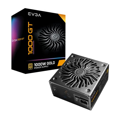 EVGA Supernova 1000 GT, 80 Plus Gold 1000W, Fully Modular, Auto Eco Mode with FDB Fan, 10 Year Warranty, Includes Power ON Self Tester, Compact 150mm Size, Power Supply 220-GT-1000-X2 (EU) von EVGA