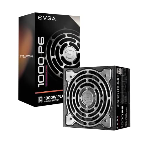 EVGA Supernova 1000 P6, 80 Plus Platinum 1000 W, voll modularer Eco-Modus mit FDB-Lüfter, 10 Jahre Garantie, inklusive Power On Selbsttester, kompakte 140 mm Größe, Netzteil 220-P6-1000-X3 (UK) von EVGA