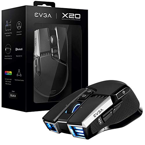 EVGA X20 Gaming Mouse, Wireless, Black, Customizable, 16,000 DPI, 5 Profiles, 10 Buttons, Ergonomic 903-T1-20BK-K3 von EVGA