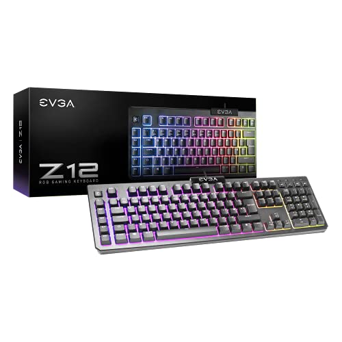 EVGA Z12 RGB Gaming-Tastatur, RGB LED-Hintergrundbeleuchtung, 5 programmierbare Makro-Tasten, spezielle Medientasten, wasserabweisend, 834-W0-12UK-K2, hellgrau von EVGA