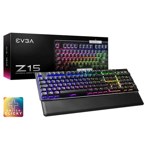 EVGA Z15 RGB Gaming Keyboard, RGB Backlit LED, Hot Swappable Mechanical Kailh Speed Silver Switches (Clicky), 822-W1-15DE-K2, Bronze von EVGA