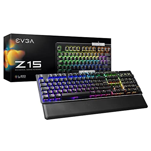 EVGA Z15 RGB Gaming Keyboard, RGB Backlit LED, Hot Swappable Mechanical Kailh Speed Silver Switches (Linear), 821-W1-15DE-K2, Black von EVGA