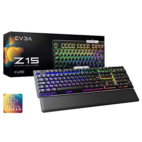 EVGA Z15 RGB Gaming Keyboard, RGB Backlit LED, Hot Swappable Mechanical Kailh Speed Sliver Switches (Linear) von EVGA