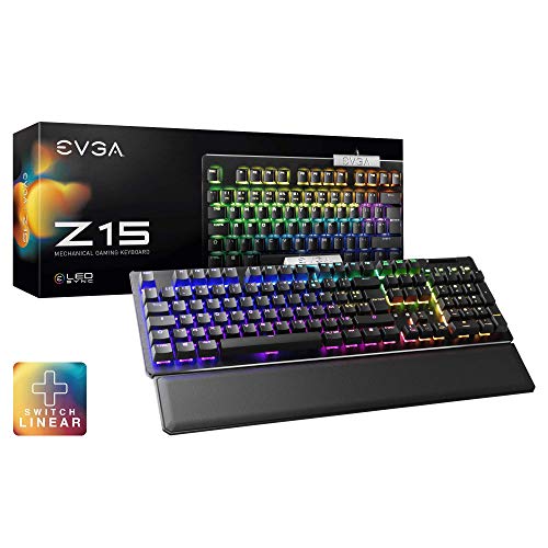EVGA Z15 RGB-Gaming-Tastatur, RGB-Hintergrundbeleuchtung, Hot-Swap-fähige, mechanische Kailh-Speed-Switches (linear) von EVGA