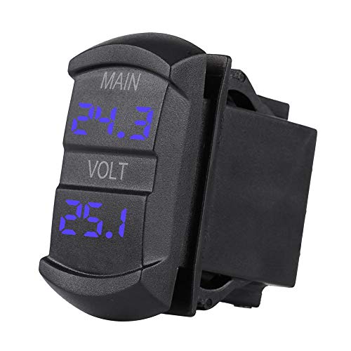 EVGATSAUTO Digitales Doppelvoltmeter, Auto DC 10V-60V Blaue Digitales Doppelvoltmeter Universal Fit für die meisten 12-24V Auto Motorräder ATV UTV RV Fahrzeuge Marineboot von EVGATSAUTO