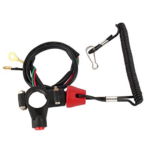 Motor Kill Stop Schalter, Motorrad killschalter Zündschloss 1x Motor Notfallkabel Lanyard Kill Stop Taste Not Aus Halteschalter Lanyard Sicherheits Haltegurt 12V CO Für Motor ATV Boot von EVGATSAUTO