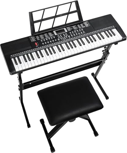 61 Tasten Keyboard Piano, Digital Piano mit Keyboardständer, Klavierbank, Notenständer, Kopfhörer, Mikrofon, LED-Bildschirm, 3 Lernmodi für Anfänger 61 Tasten Keyboard Piano, Digital Piano mit Keyboardständer, Klavierbank, Notenständer, Kopfhörer, Mikrofon, LED-Bildschirm, 3 Lernmodi für Anfänger von EVGTTI
