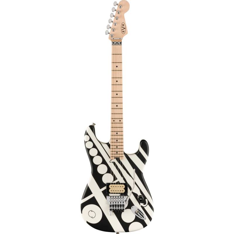 EVH Striped Series Circles White & Black Satin Electric Guitar with Gig Bag von EVH