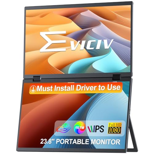 EVICIV Portable Monitor 15.6'' Dual Tragbarer Monitor Stacked 360° Folding Monitor, 1080P 100% sRGB Laptop Monitor Wrweiterung Triple Monitor, VESA Support (Wins/Mac) von EVICIV