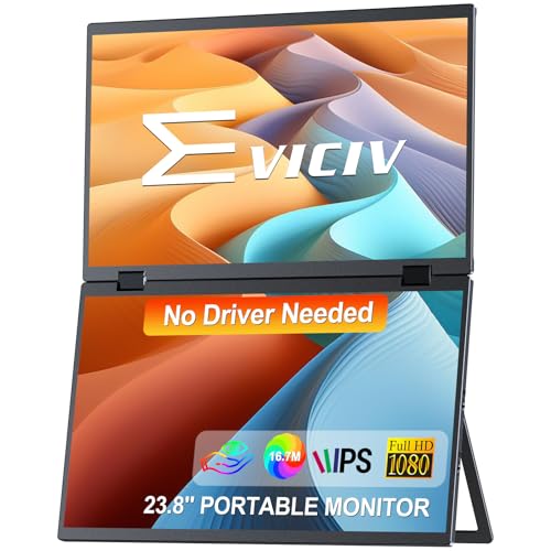 EVICIV Portable Monitor 15.6'' Dual Tragbarer Monitor Stacked 360° Folding Monitor, 1080P 100% sRGB Laptop Monitor Wrweiterung Triple Monitor, VESA Support (Wins/Mac) von EVICIV