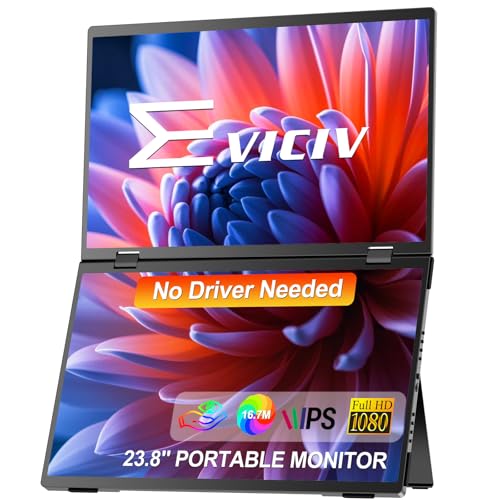 EVICIV Portable Monitor Dual 15.6'' Tragbarer Display Laptop Screen Extender Plug & Play 1080P 360° Folding Stacked, VESA Support (No Driver Needed) von EVICIV