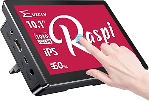 EVICIV Touchscreen Monitor, 10.1 Zoll Raspberry Pi Display mit Gehäuse Rahmen und Lüfter, 1280x800 HDMI Display 10 Finger Kapazitiver Touch für Raspberry Pi 4 3 2 Zero von EVICIV